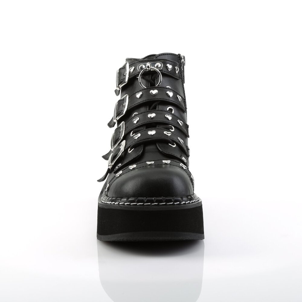 Demonia Emily 315 Black Buckled Platform Boots - Picture 2 of 5